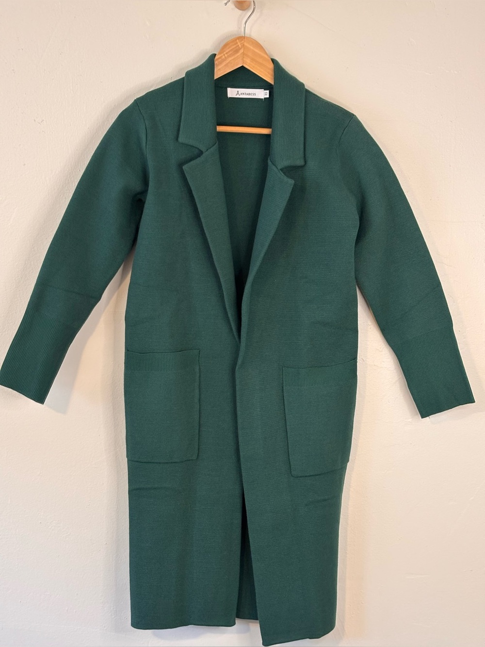 ANRABESS Long Cardigan Open Front Green Sweater Women’s Size XS